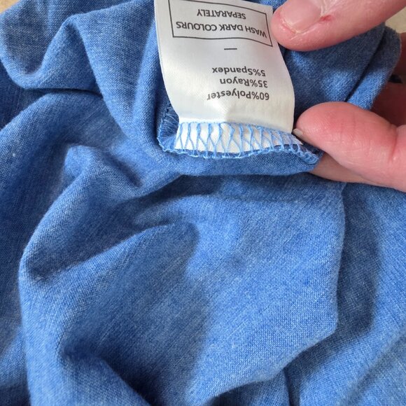 Women's Heather Blue Sleeveless Pleated Front Tank Top Sz L - Picture 7 of 7